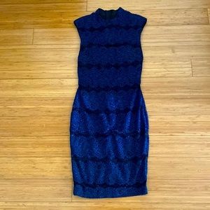 not sure what brand but super cute blue/ black fitted dress